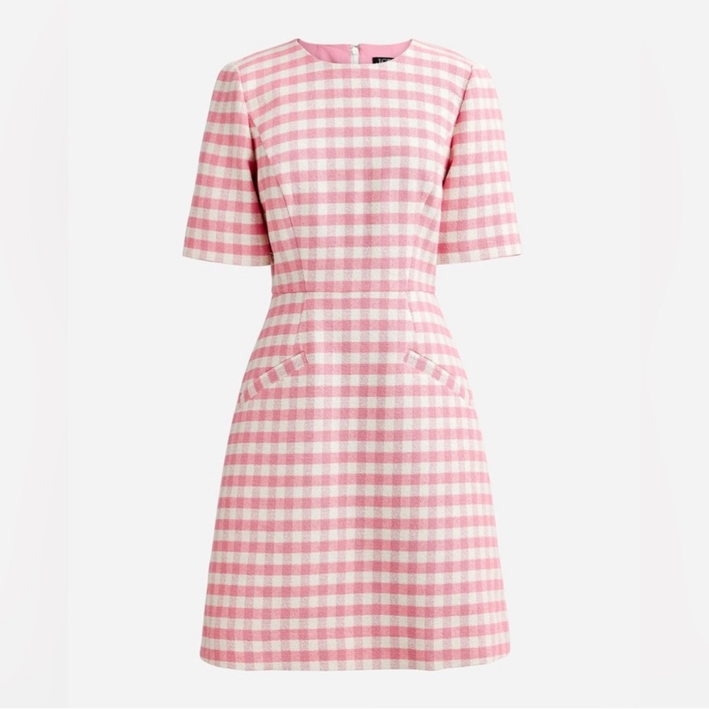 NWT‼️ - JCREW Short-sleeve Mini Dress in Gingham Terry Tweed